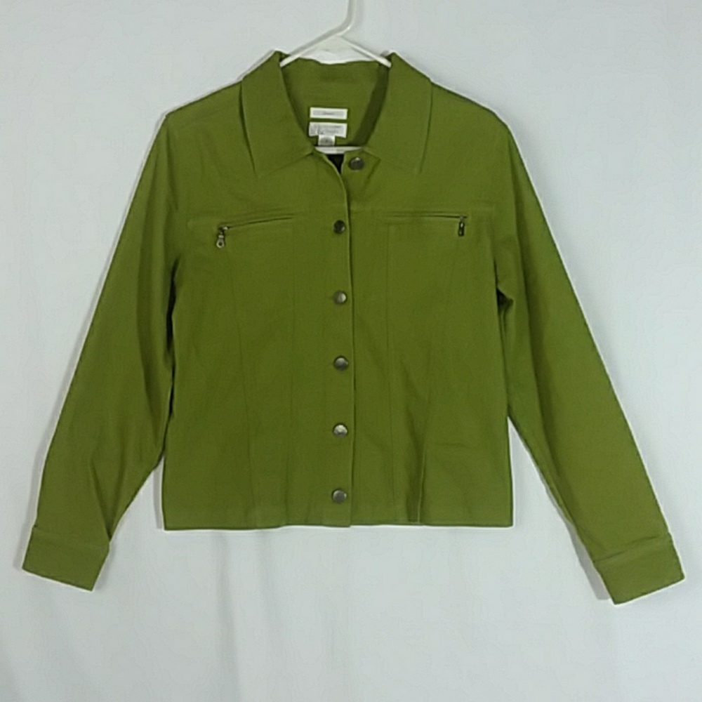 Bright Green Light Cotton Denim Jacket Size Small